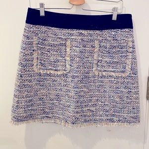 J Crew Navy Coral White Tweed Spring Mini Skirt